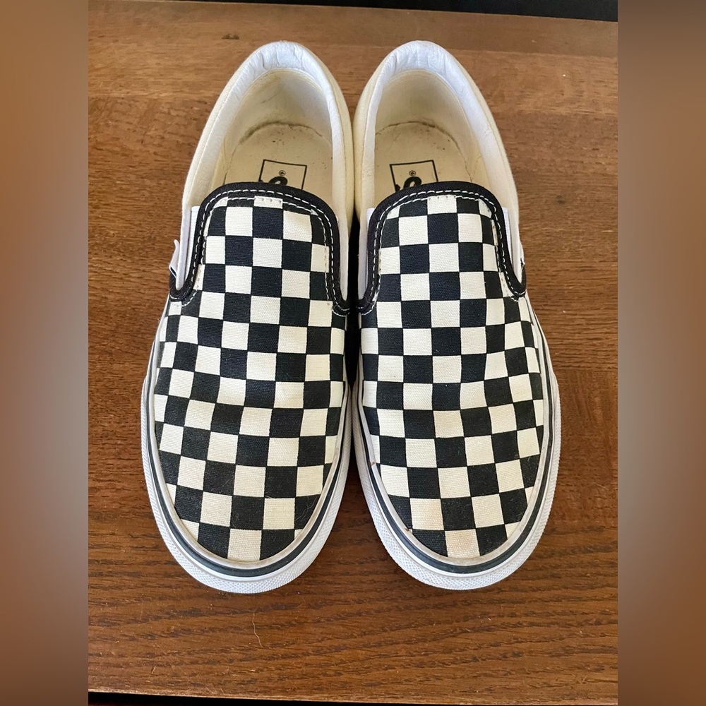 Vans Black and White Checkered Slip-On Sneakers